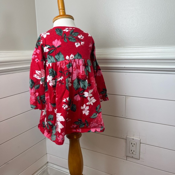 Old Navy Red Floral Print Dress Girls 18-24 months - Picture 3 of 5